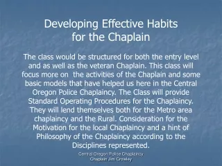 Developing Effective Habits for the Chaplain