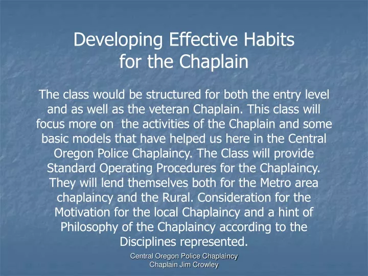 developing effective habits for the chaplain