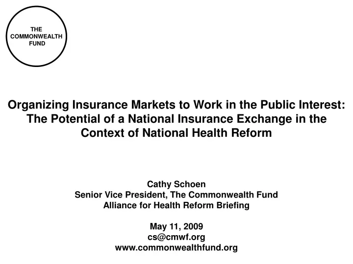 organizing insurance markets to work