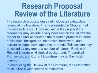 Research Proposal Review of the Literature