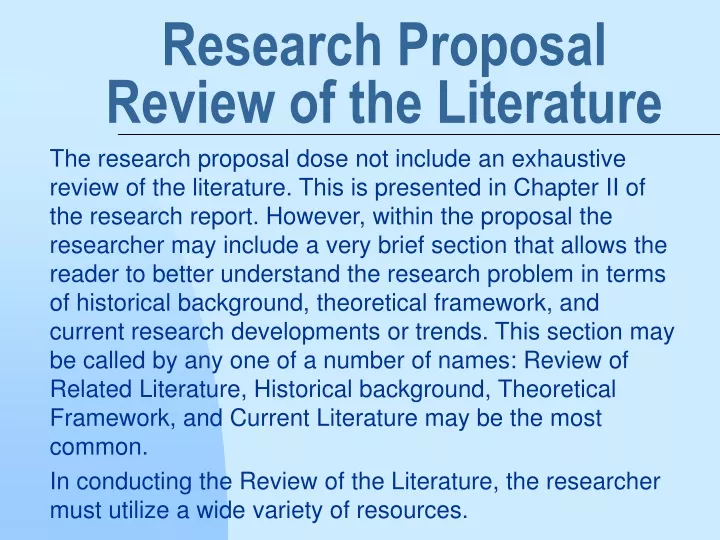 research proposal review of the literature