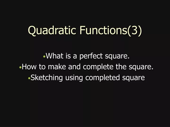 quadratic functions 3