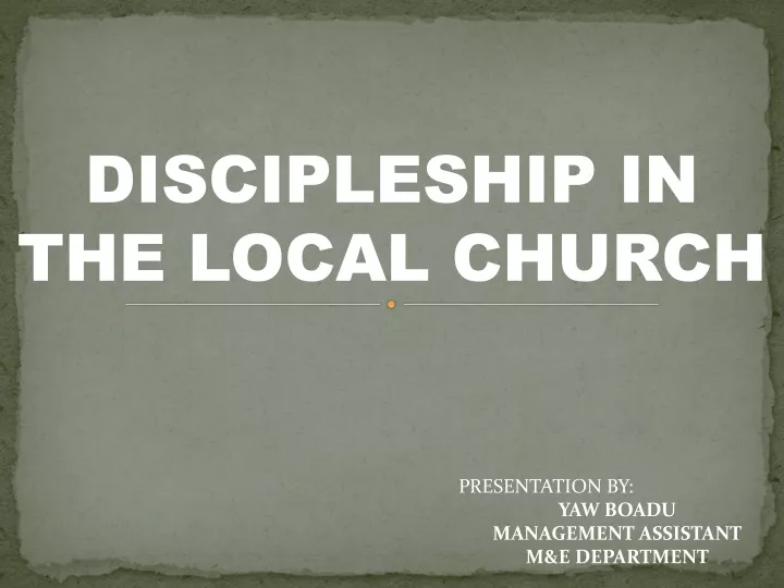 discipleship in the local church
