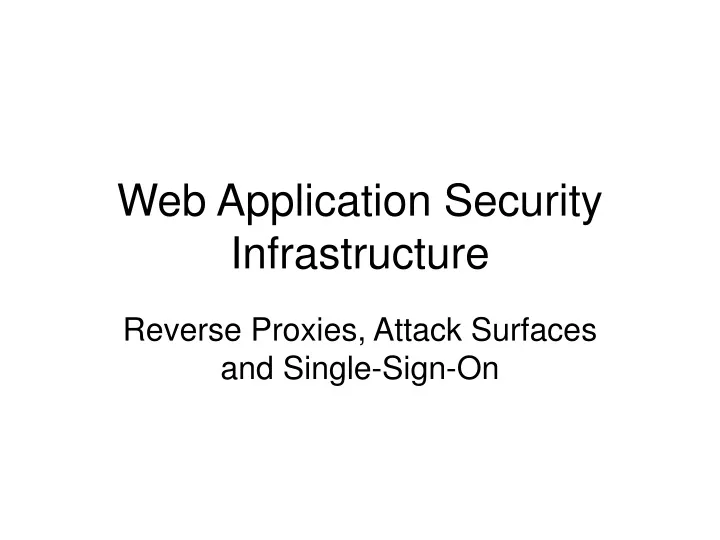 web application security infrastructure