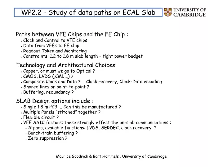 wp2 2 study of data paths on ecal slab