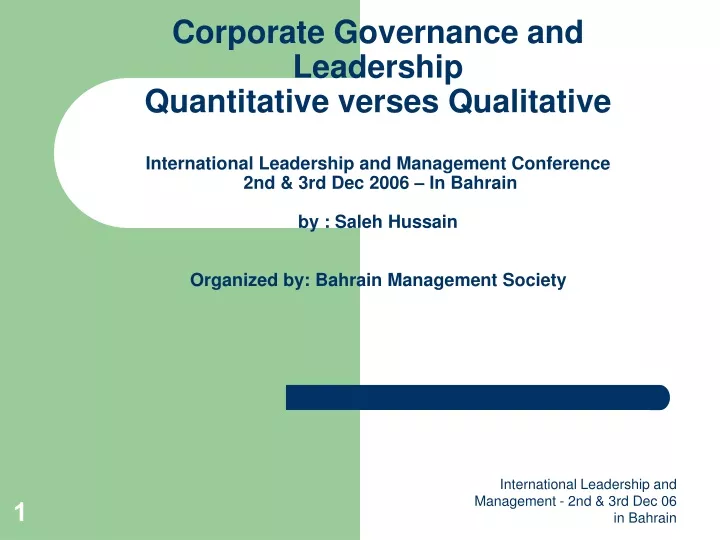 corporate governance and leadership quantitative