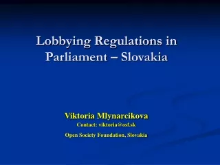 Lobbying Regulations in Parliament – Slovakia
