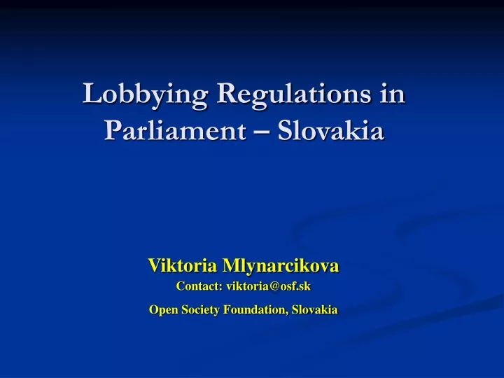 lobbying regulations in parliament slovakia