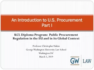 An Introduction to U.S. Procurement Part I