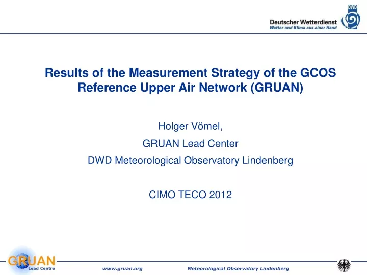 results of the measurement strategy of the gcos