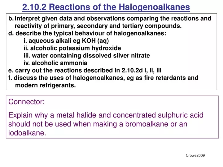 2 10 2 reactions of the halogenoalkanes