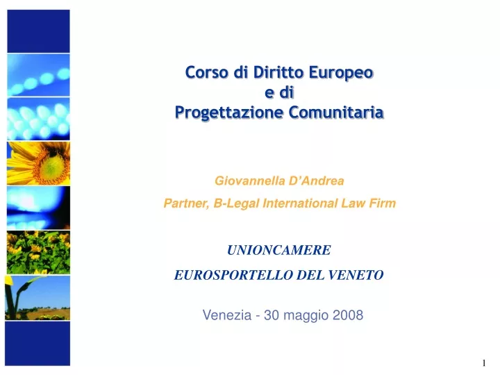 corso di diritto europeo e di progettazione comunitaria