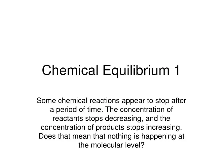 chemical equilibrium 1