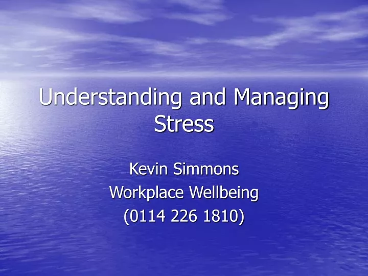 understanding and managing stress