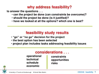 why address feasibility?