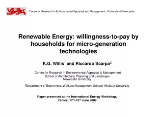 Renewable Energy: willingness-to-pay by households for micro-generation technologies