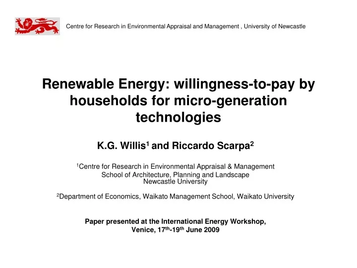 renewable energy willingness to pay by households for micro generation technologies