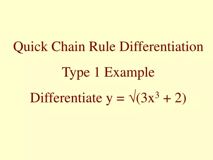 quick chain rule differentiation type 1 example