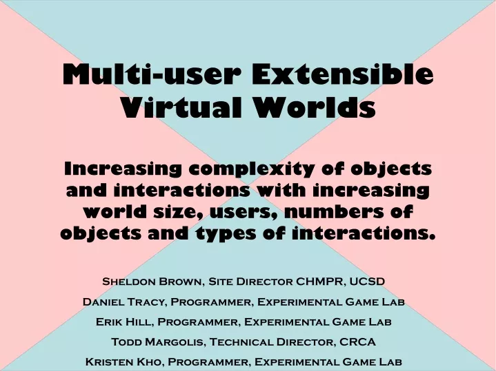 multi user extensible virtual worlds increasing