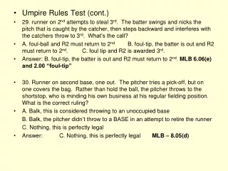 Umpire Rules Test (cont.)