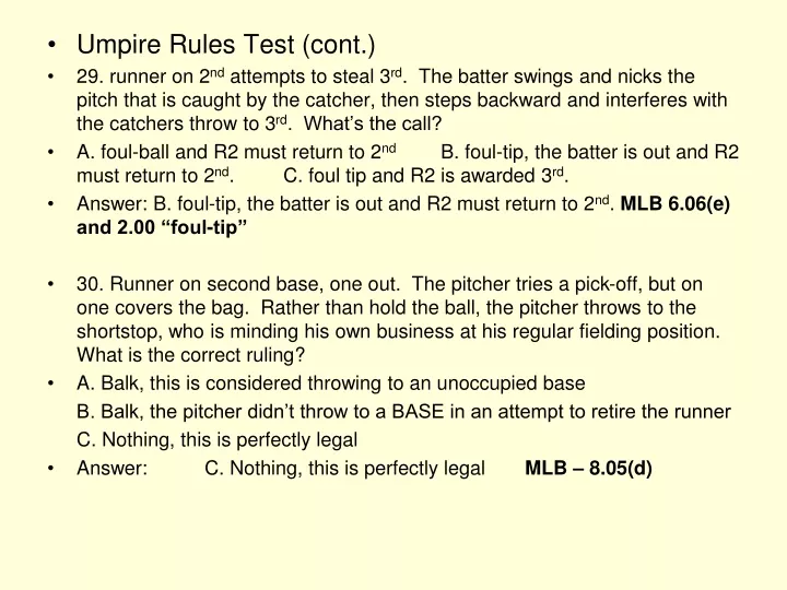 umpire rules test cont 29 runner on 2 nd attempts