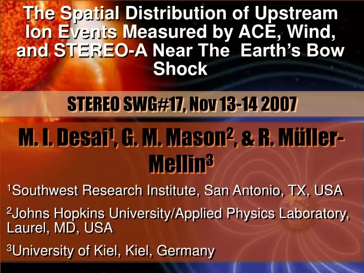 the spatial distribution of upstream ion events