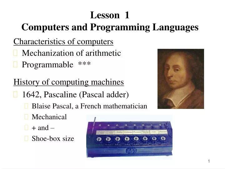 lesson 1 computers and programming languages