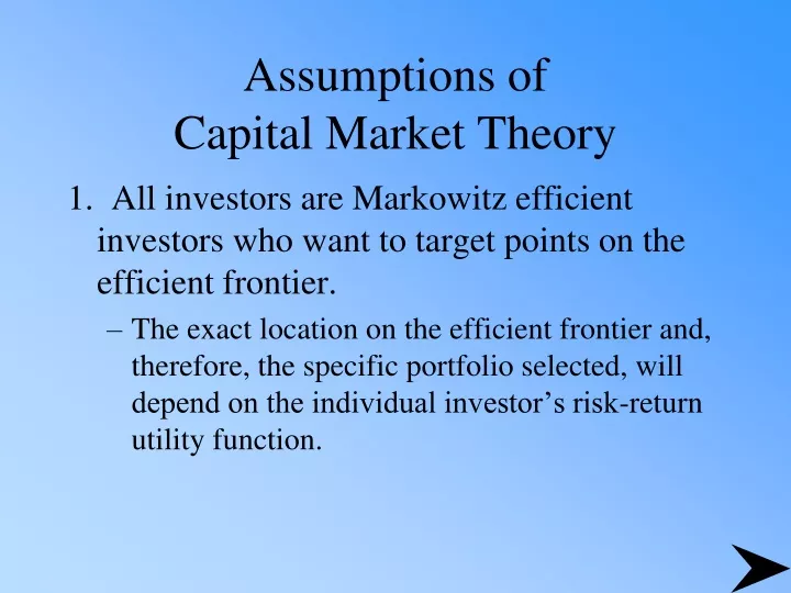 assumptions of capital market theory