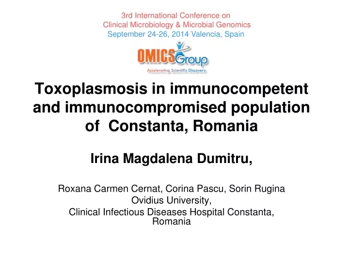 toxoplasmosis in immunocompetent and immunocompromised population of constanta romania