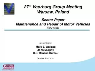27 th  Voorburg Group Meeting  Warsaw, Poland Sector Paper