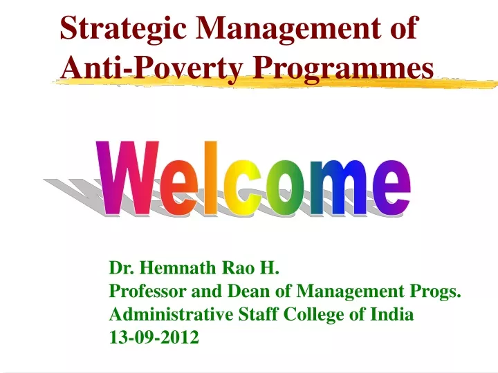 strategic management of anti poverty programmes