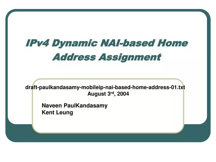 ipv4 dynamic nai based home address assignment