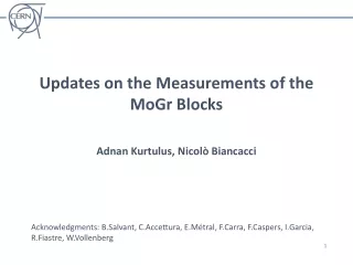 Updates on the Measurements of the MoGr Blocks Adnan Kurtulus, Nicolò Biancacci