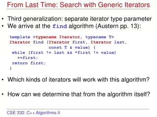From Last Time: Search with Generic Iterators