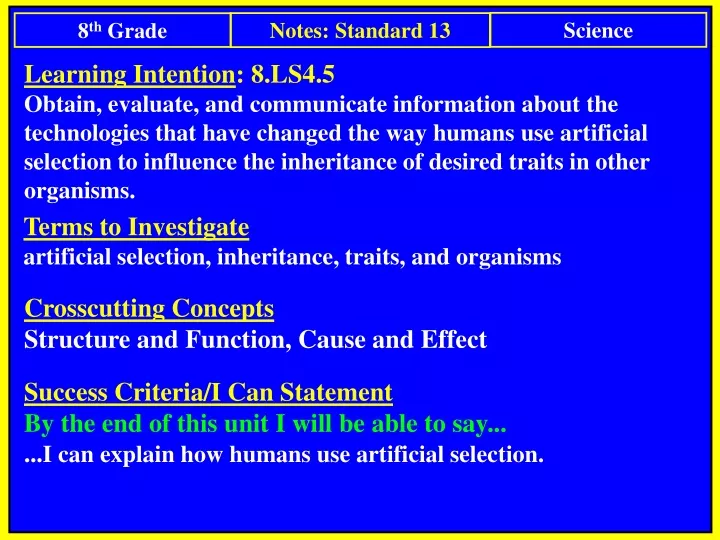 learning intention 8 ls4 5 obtain evaluate