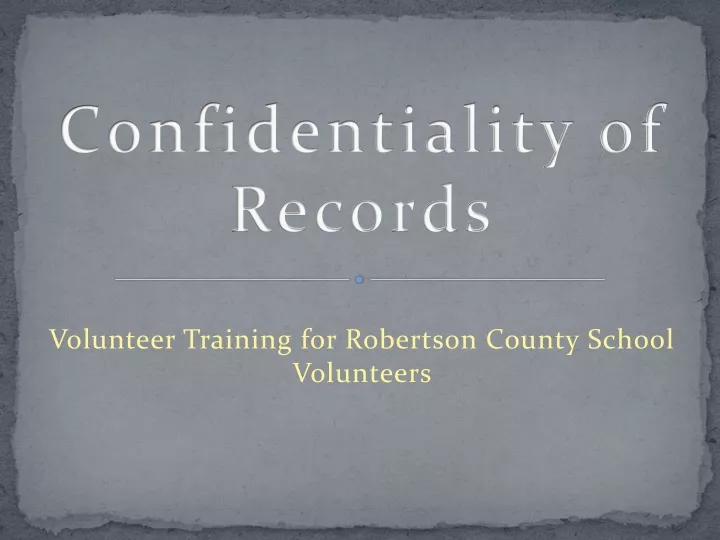 confidentiality of records