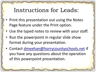 Instructions for Leads:
