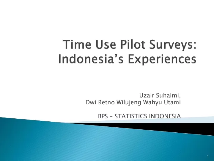 time use pilot surveys indonesia s experiences
