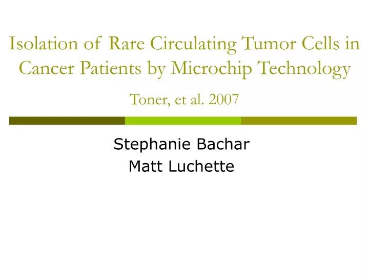 isolation of rare circulating tumor cells