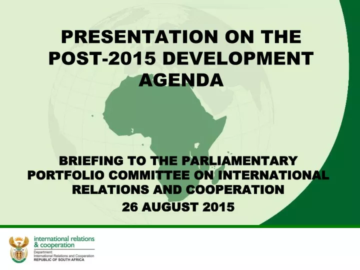 presentation on the post 2015 development agenda