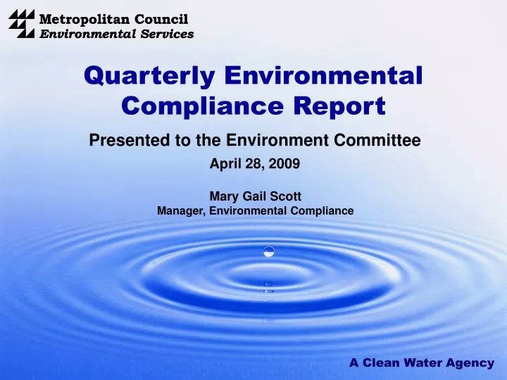 quarterly environmental compliance report