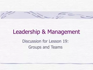 Leadership &amp; Management