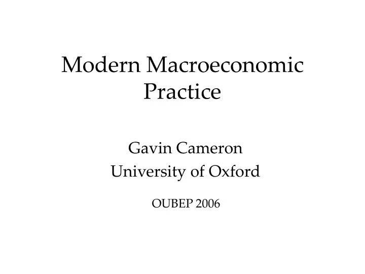modern macroeconomic practice