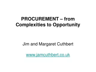PROCUREMENT – from Complexities to Opportunity