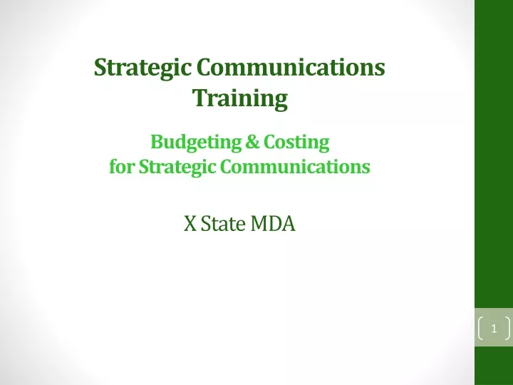 strategic communications training budgeting costing for strategic communications x state mda