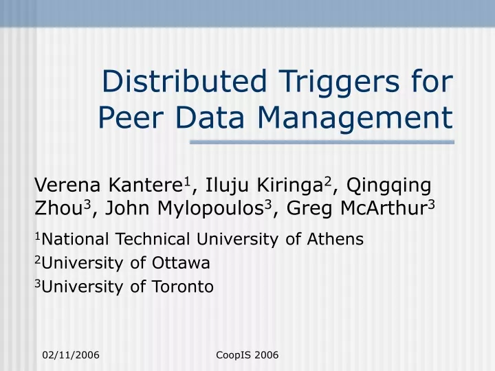 distributed triggers for peer data management
