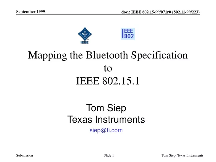 mapping the bluetooth specification to ieee 802 15 1