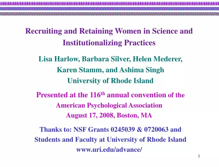recruiting and retaining women in science
