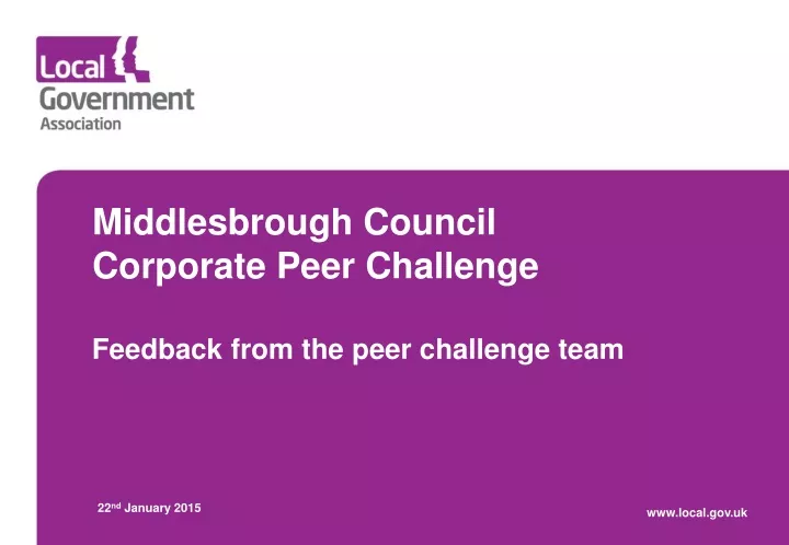 middlesbrough council corporate peer challenge