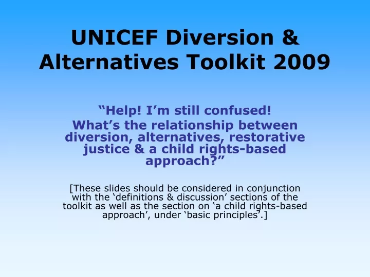 unicef diversion alternatives toolkit 2009
